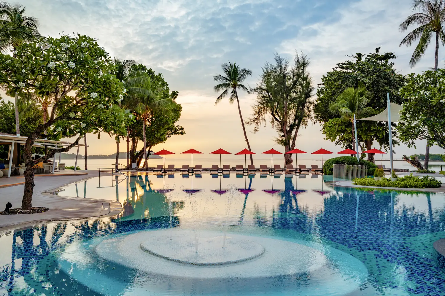 Beach Wing pool at sunrise