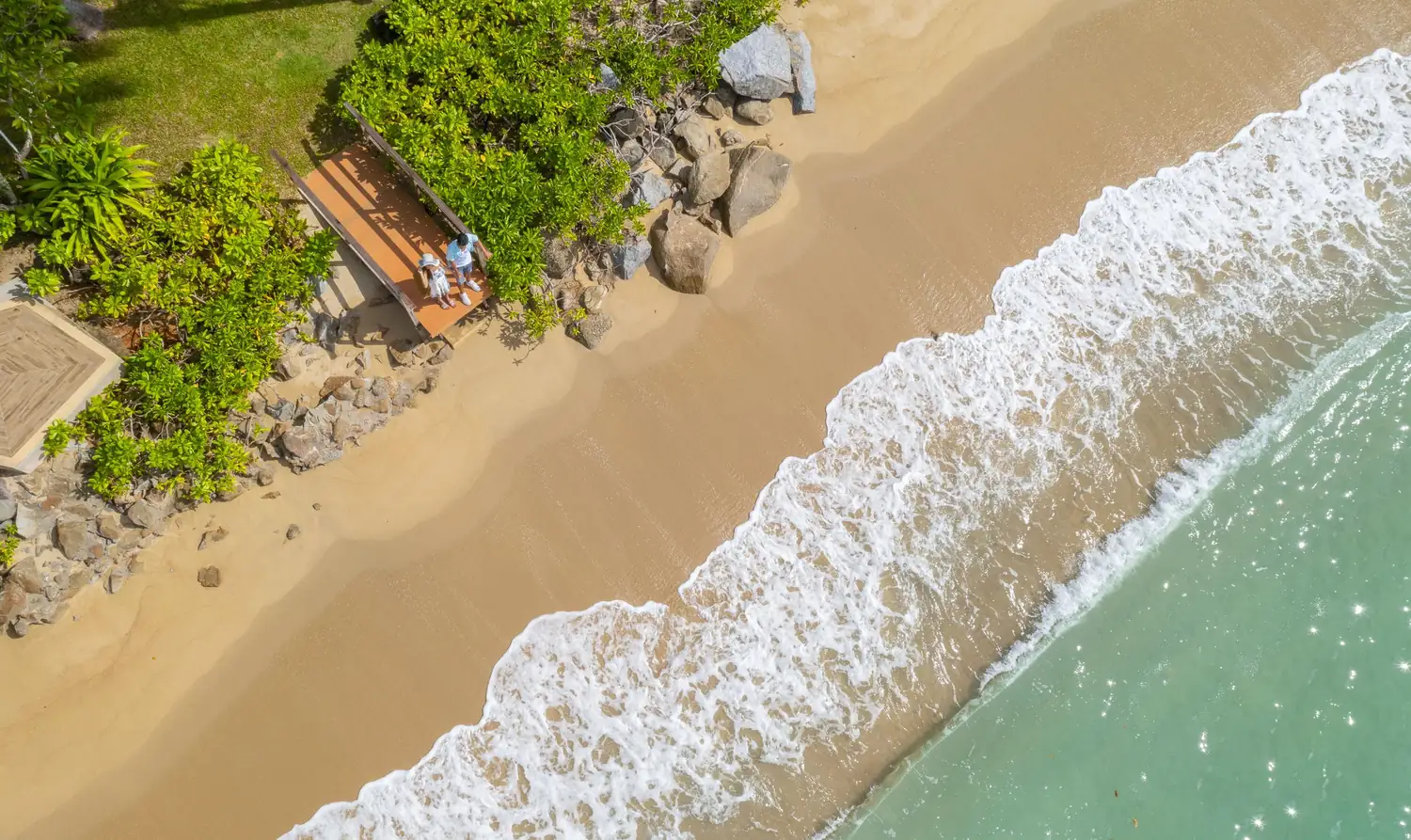 Overhead view of the beach and shoreline