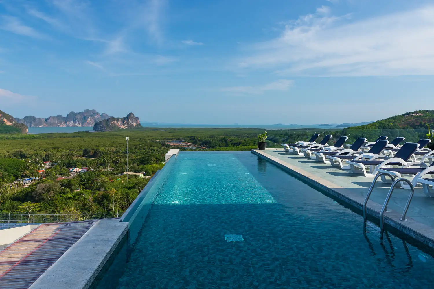 Pool at sunset over Phang Nga Bay