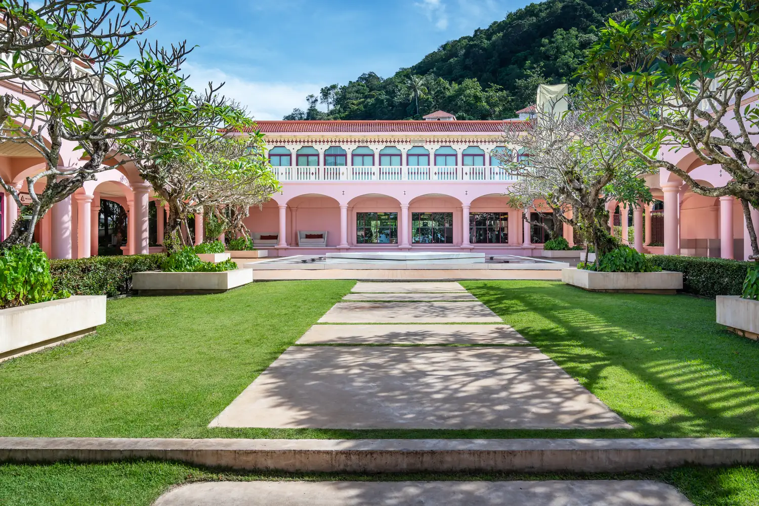 Lawn and palm gardens