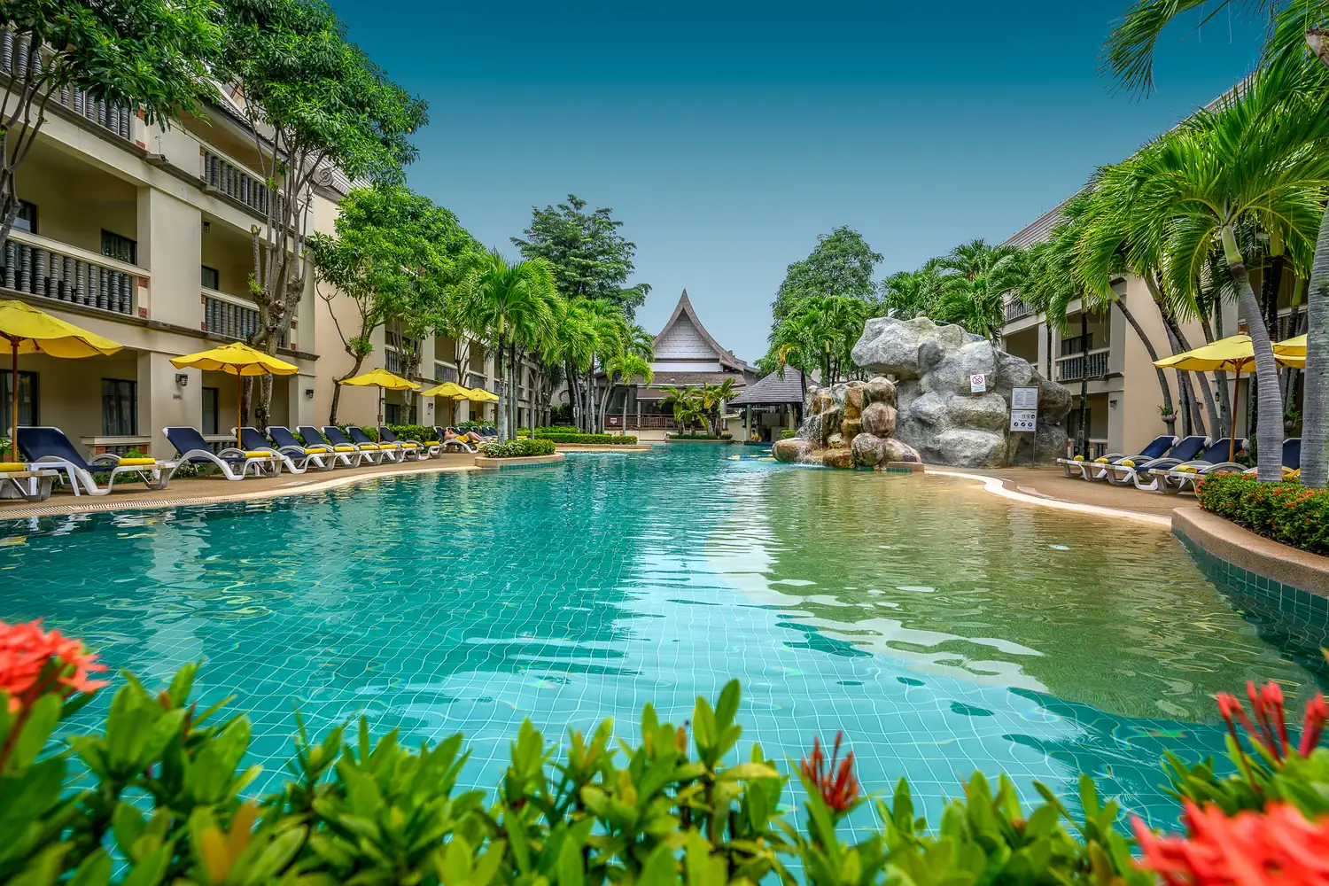 Emerald pool with water slide at Centara Kata Resort