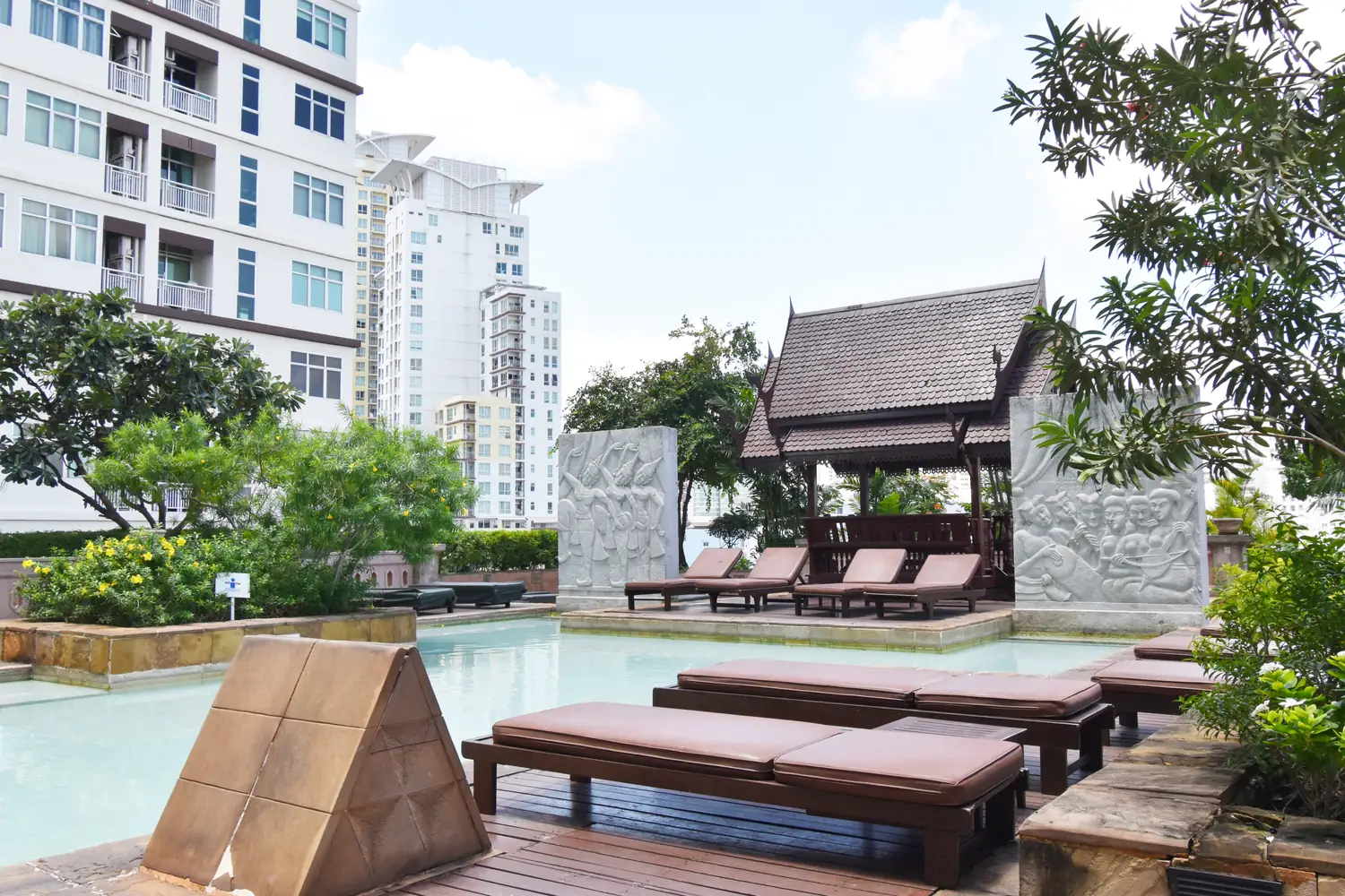 Poolside loungers above the city