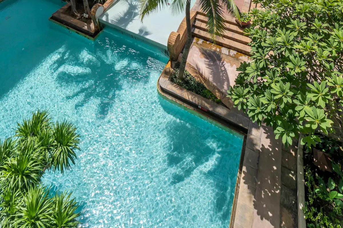 Pool deck seen from the tower