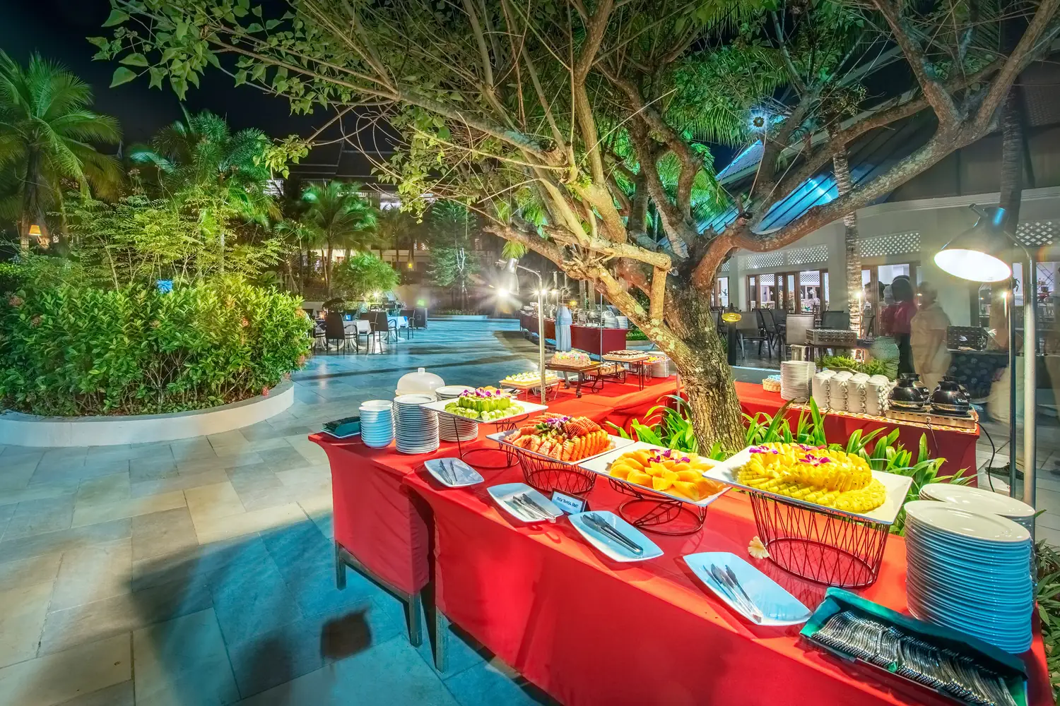 Poolside dinner buffet