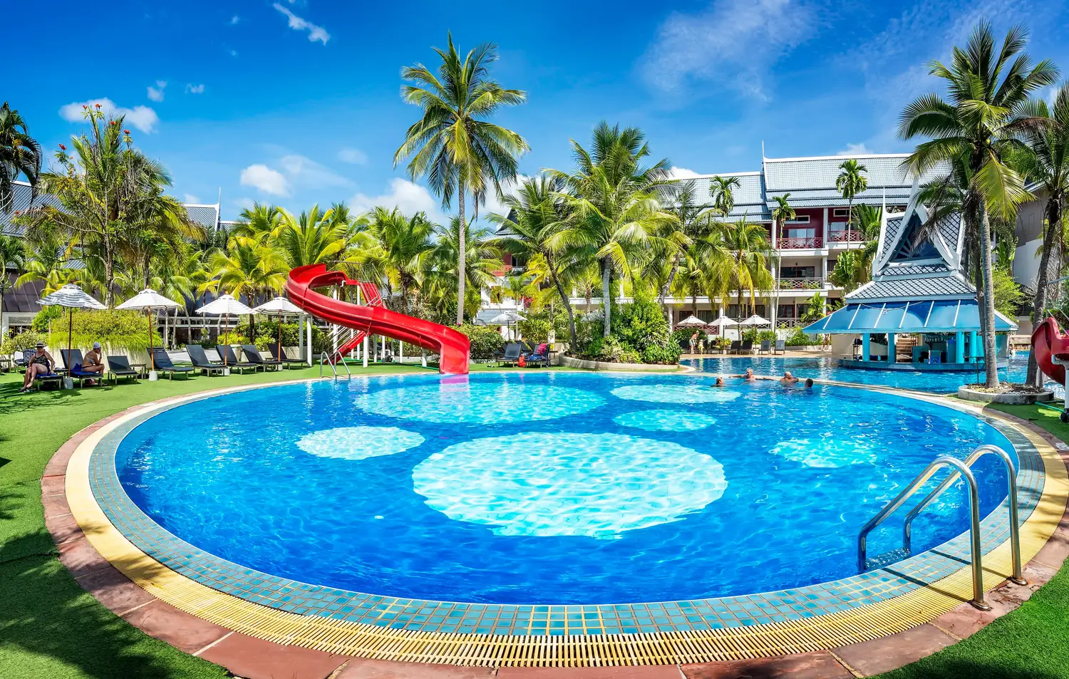 Family pool with waterslide