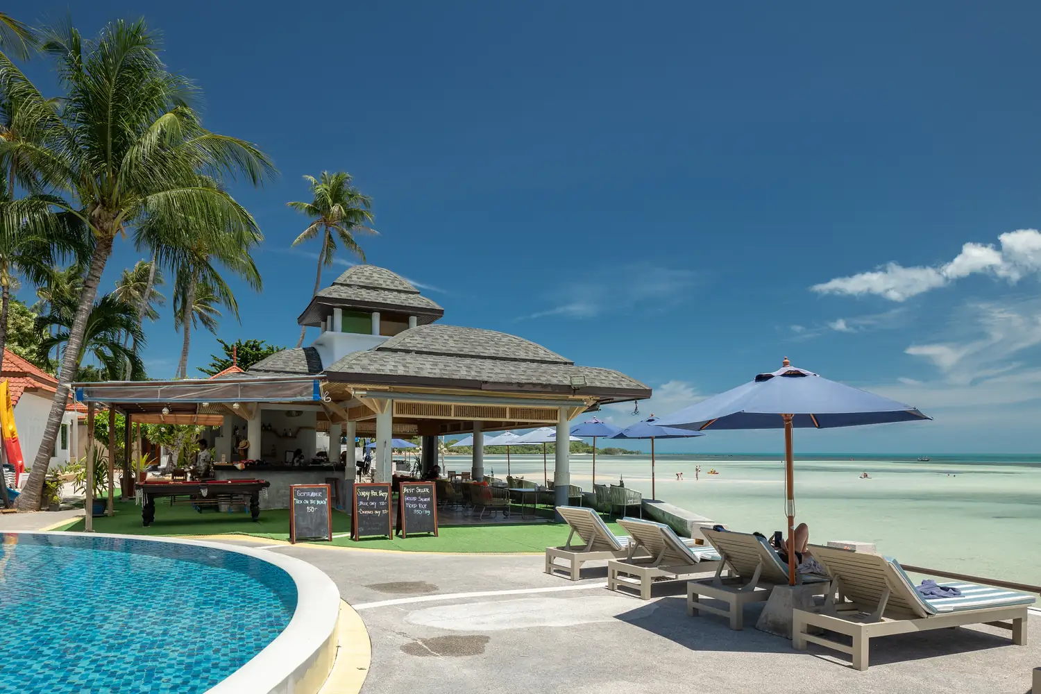 Resort gardens and loungers