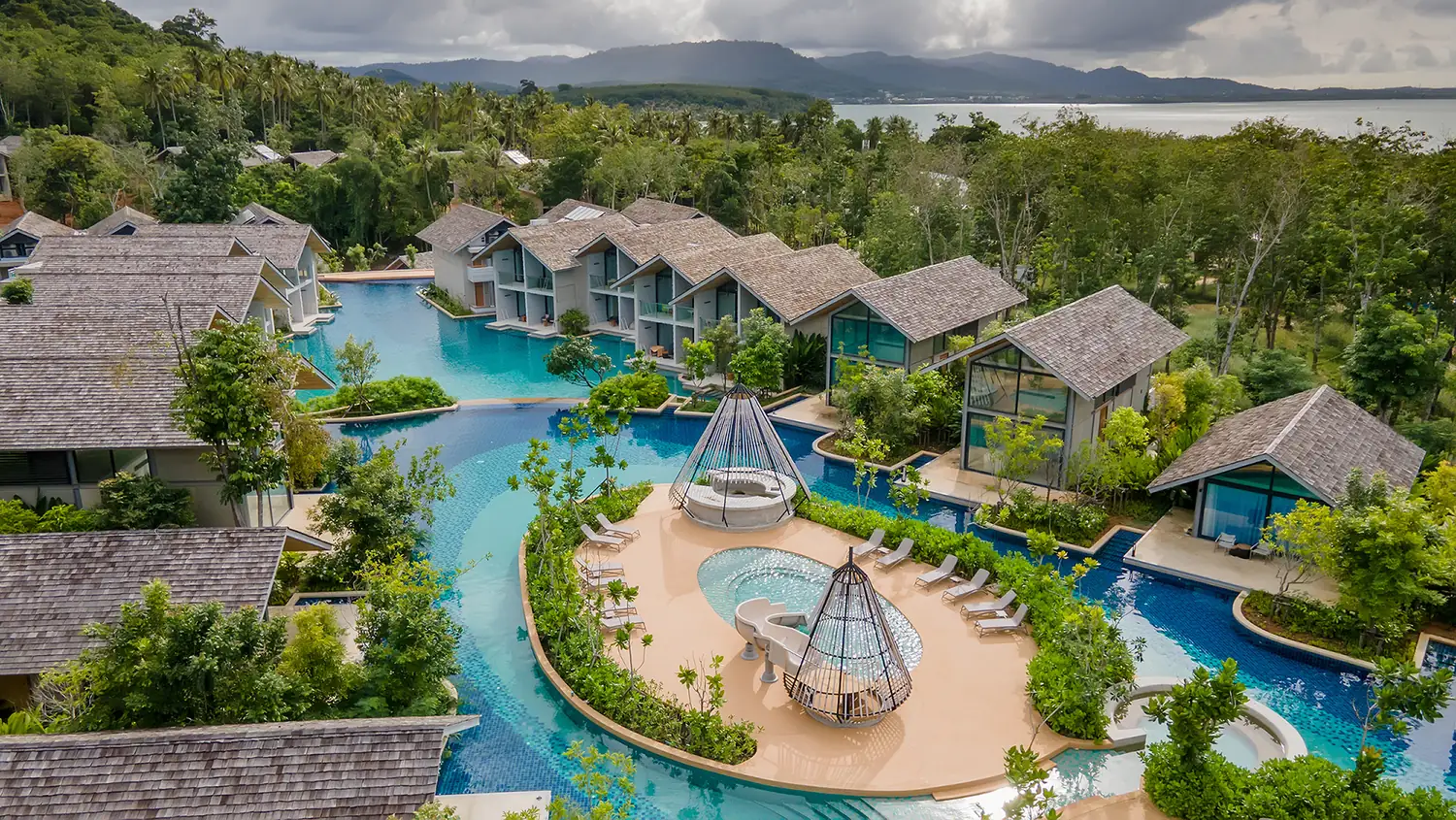 Resort and shoreline from above