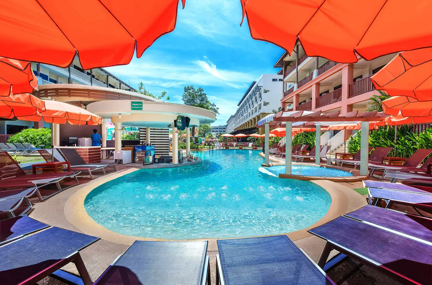 Pool bar and loungers