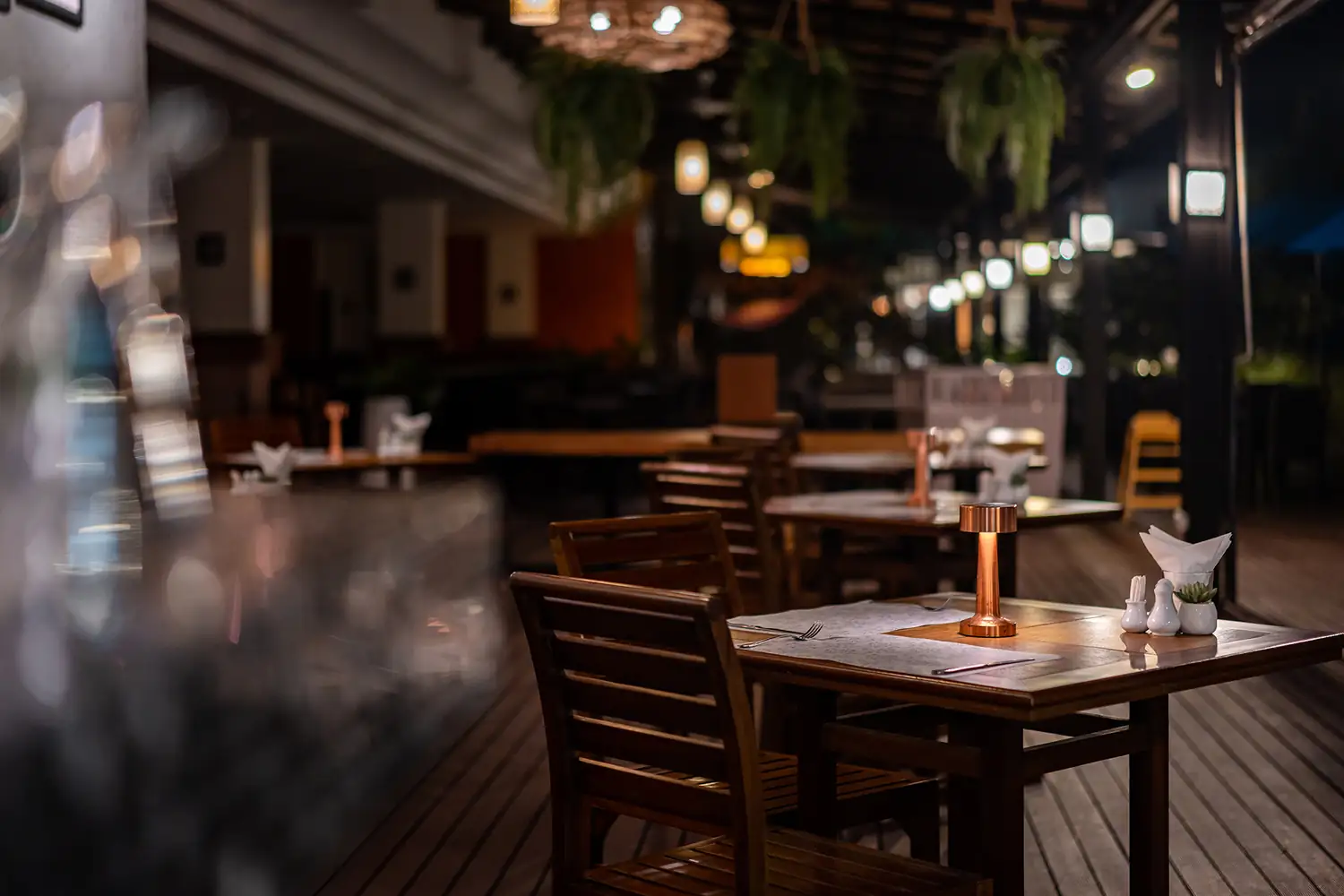 Z Bar terrace dining at night
