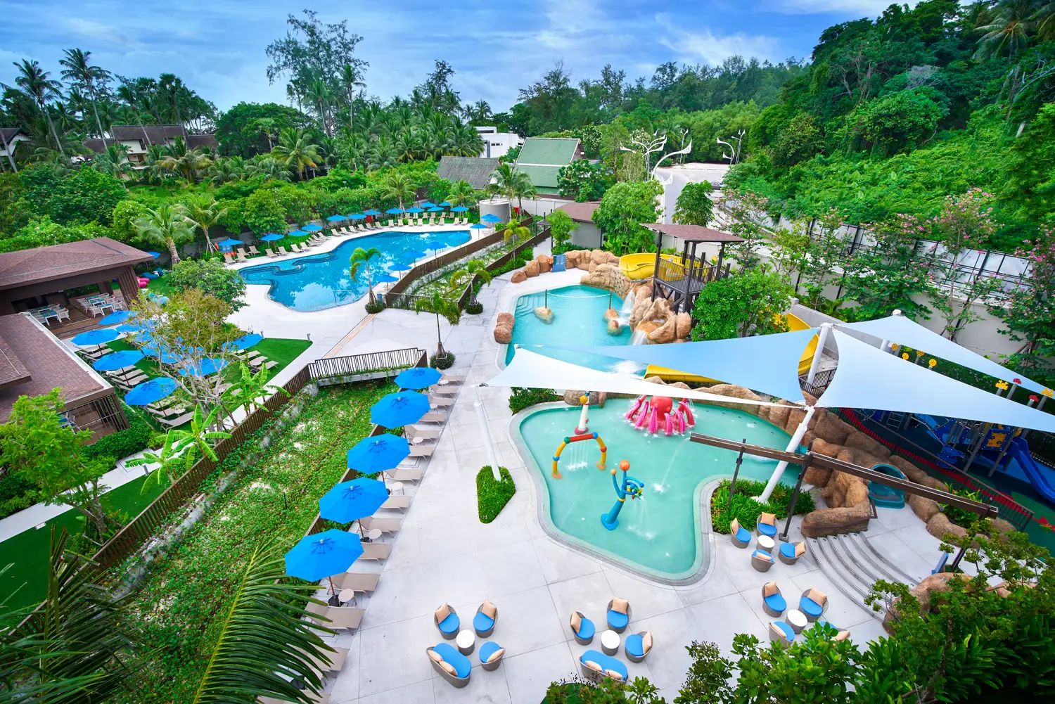 Pools and resort from the air
