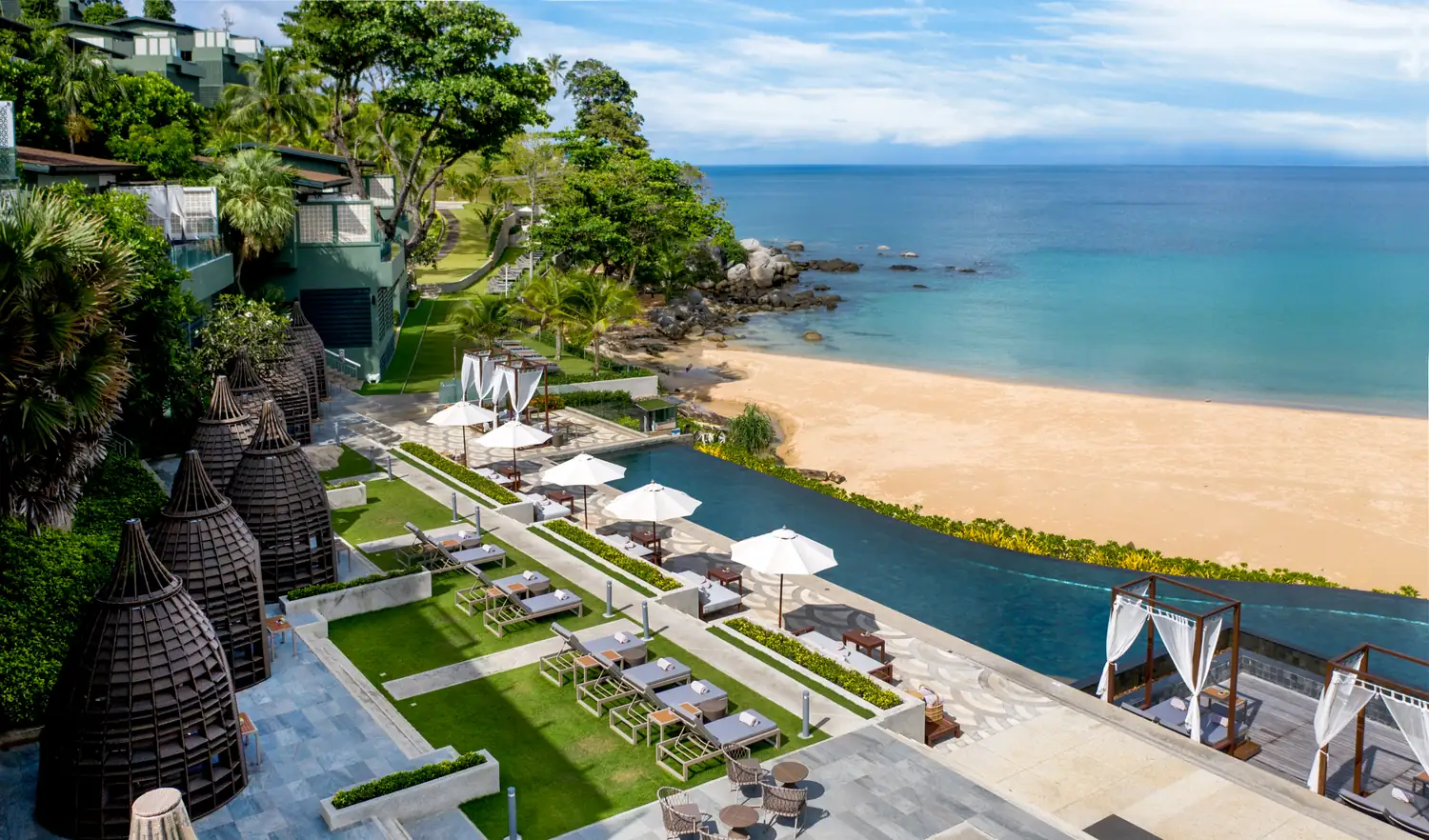 Infinity pool above the beach at The Shore at Katathani