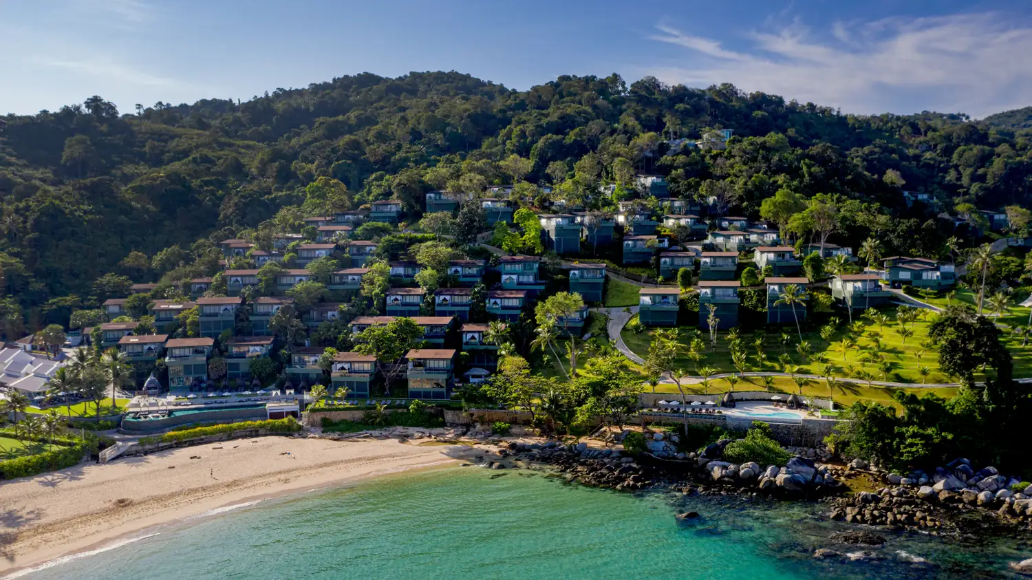 Hillside villas above the bay