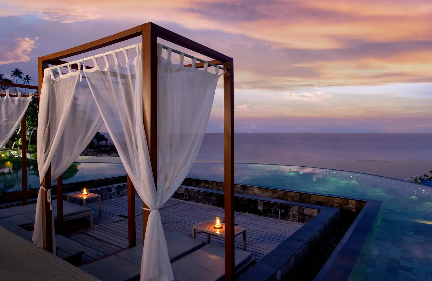 Main pool at dusk